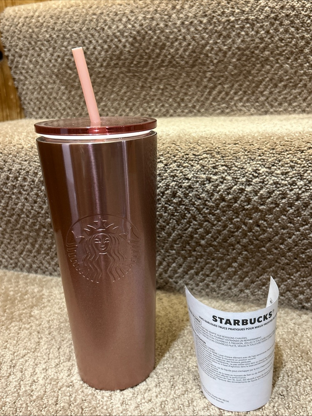 NEW Starbucks Holiday 2019 Gradient Rose Gold Stainless Steel 24oz Cup Tumbler